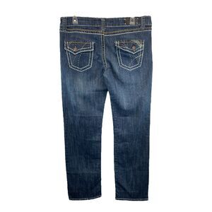 Friction Jeans Womens Junior Straight Leg Size 15 Denim Stretch Flap Pockets
